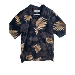 Black Tan High Surf  Hawaiian Shirt Mens Short Sleeve Surfing Waikiki Button Up